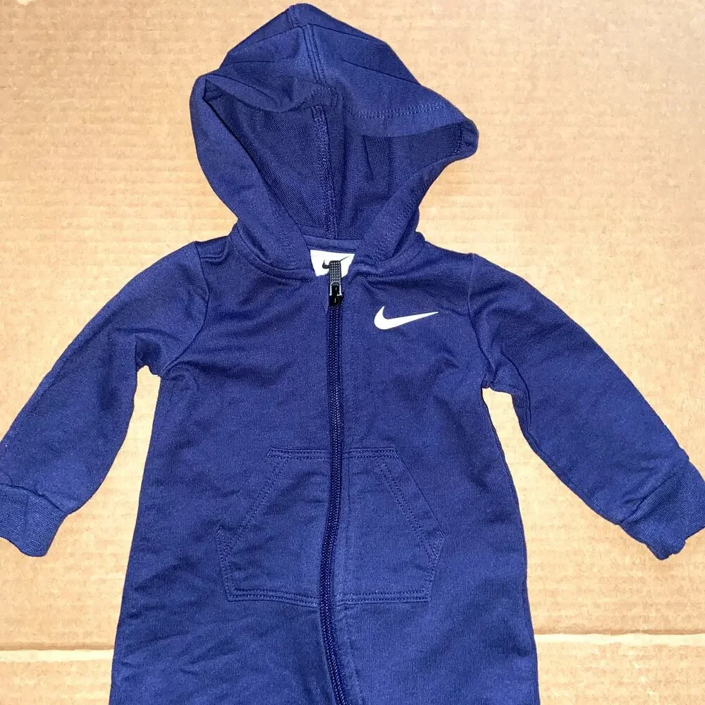 Infant Nike One Piece Boys 6M Sleeper Navy Blue Zip Up *